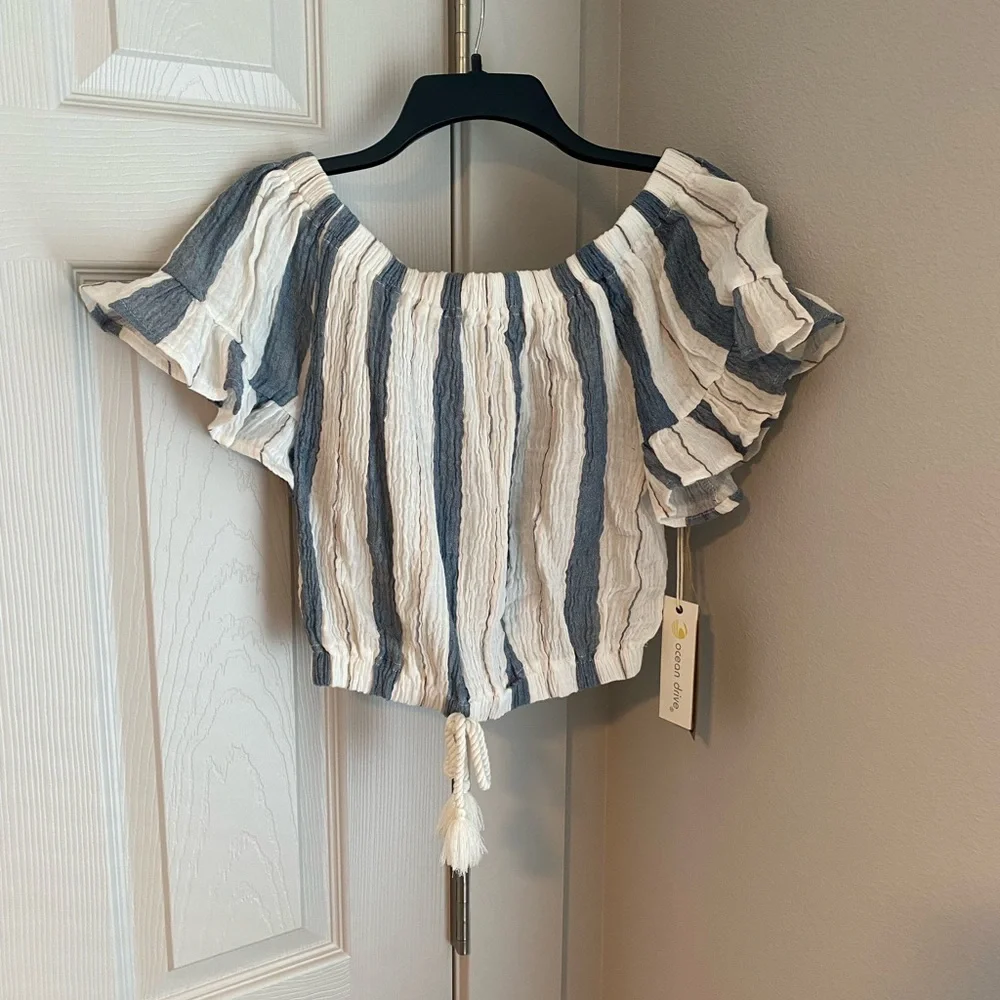Striped Off-Shoulder Top - Picture 1 of 3